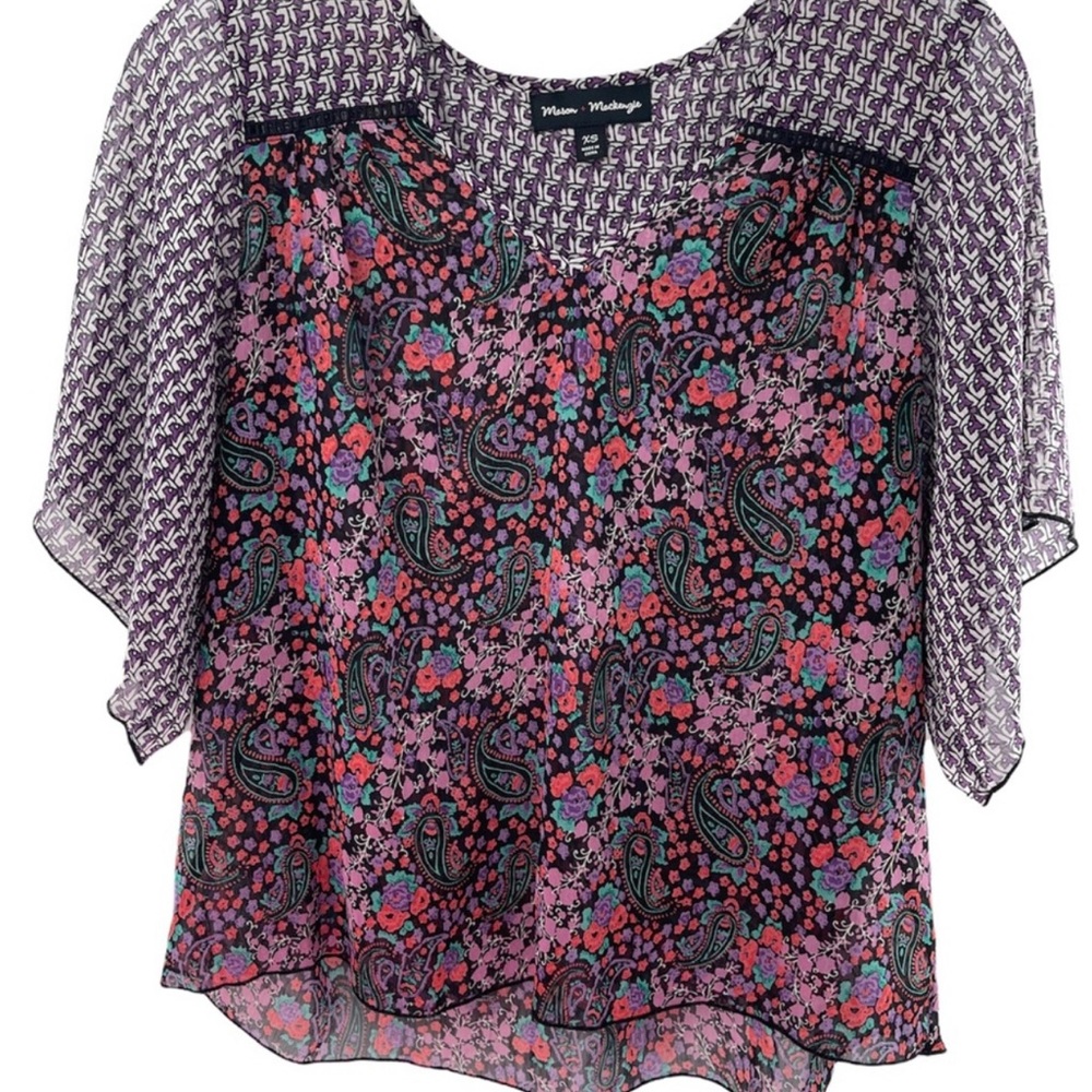 Mason + Mackenzie Floral Paisley Print Blouse Size XS